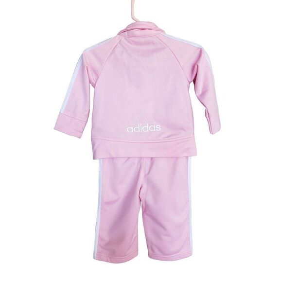 Adidas Girls Sweatpants Pink 2 Piece Track Set Jacket & Pants Set 6M NWOT - Picture 2 of 7